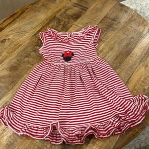 Red and white mini dress